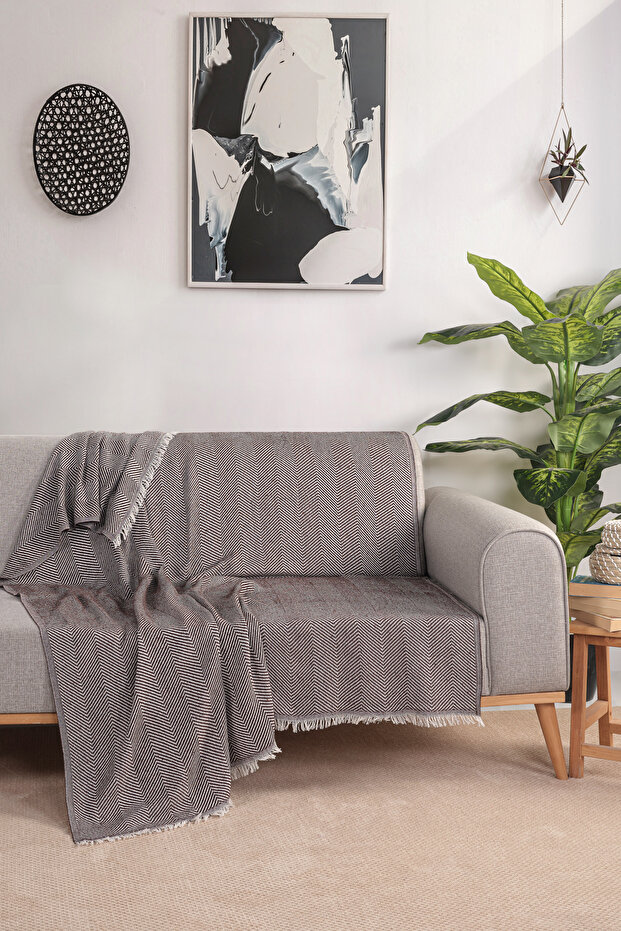 غطاء سرير بنمط عظم السمك مقاس 155×190 سم - 1