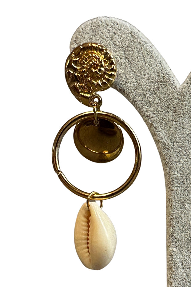 - Irem 3914 1874 Geometric Seashell Design Long Earrings