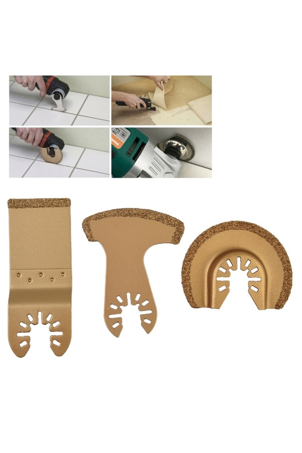 3pcs Carbide Oscillating Multi Tool Renovator Saw Set Ceramic Tile Grout Removing Tools Oscillati... - 2