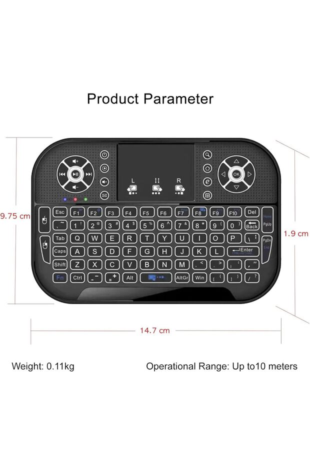 Dual-Mode Wireless Mini Keyboard with Touchpad & Mouse, RGB Backlight, Rechargeable - Syoosi - 6