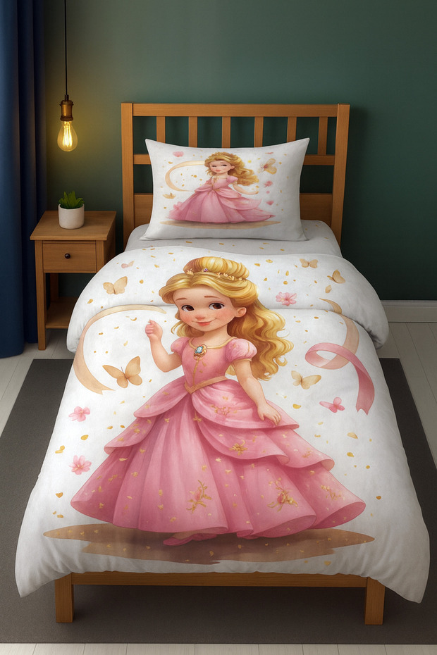 Pink Princess Butterfly Single Children's Duvet Cover Set