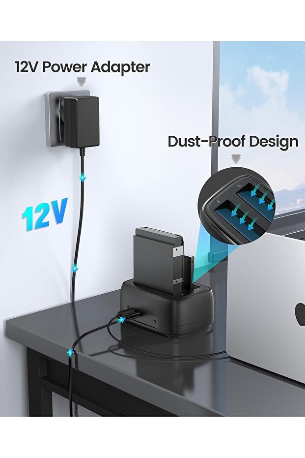 External Hard Drive Dock Duplicator/Cloner SATA to USB-C Dual Bay (supports 2.5"/3.5" HDD/SSD) - 4