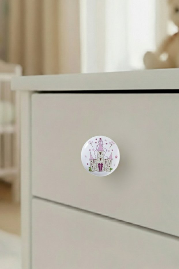 Porcelain Princess Castle Children's Room Furniture Handle Ceramic Drawer Cabinet Knob (50 mm Large Size)