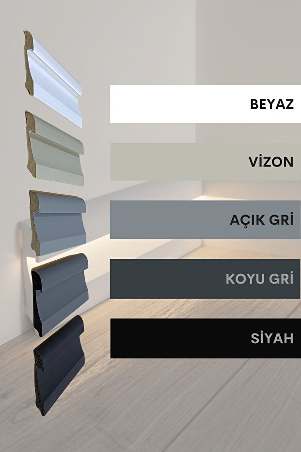 Evime Decor Ledli Süpürgelik, 11cm 5 Adet 12m Beyaz Polimer Boyanabilir ...