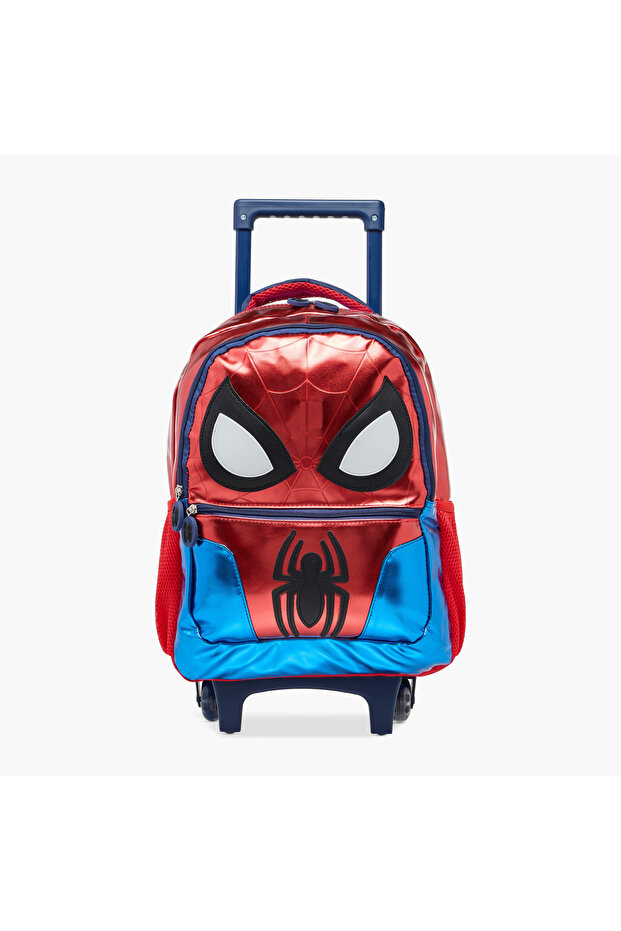 Spider-Man Print Trolley Backpack with Retractable Handle - 16 inches