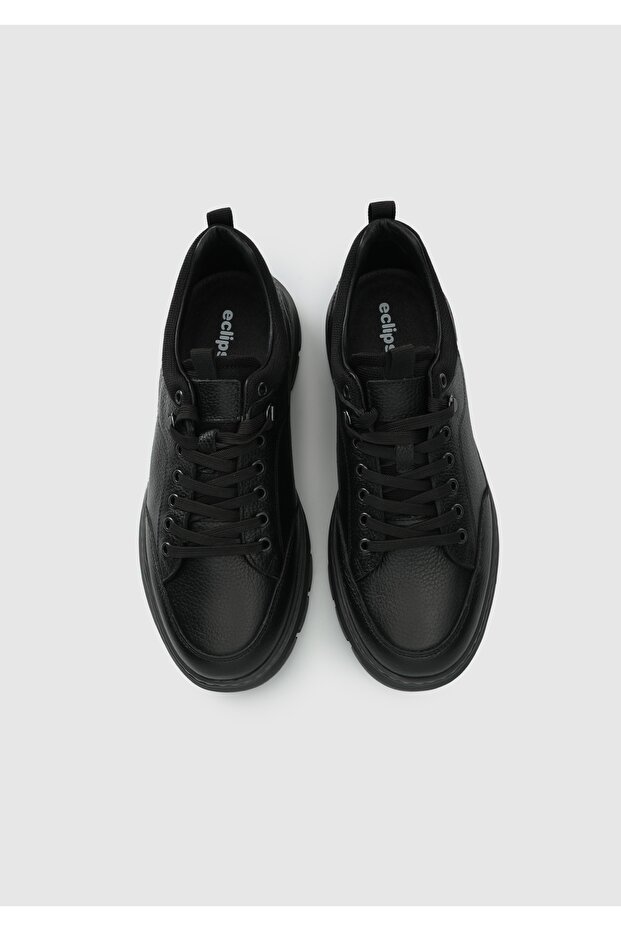 Siyah Deri Erkek Sneaker - 5
