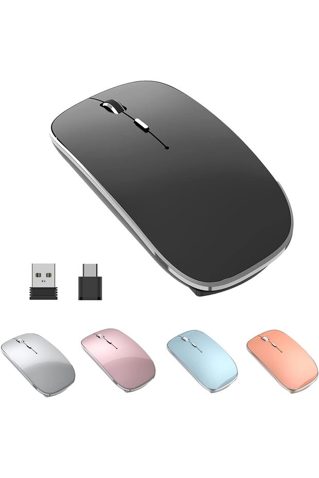 Halbuilt Q23S Silent Rechargeable Wireless Mouse (USB & USB-C, 3 DPI) - Black - 1