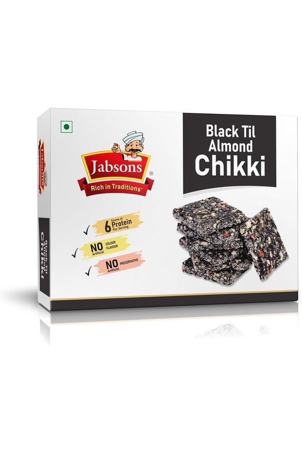 Black Til Almond Chikki, Traditional Indian Sweet, 6g Protein, No Artificial Colours or Pres