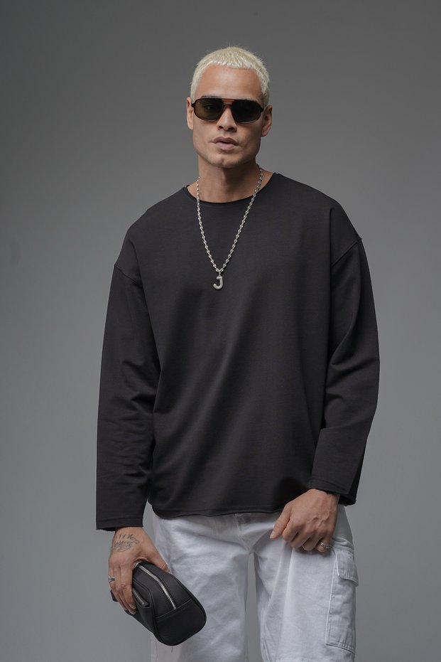Trend Biz Pis Yaka Oversized Plain Sweatshirt