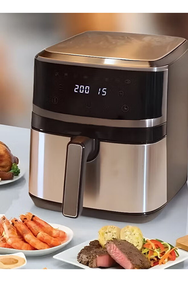 مقلاة هوائية آلية سعة 8 لتر بقوة 1700 واط مزودة بشاشة مع تحكم رقمي و وظيفة التسخين المسبق - 1