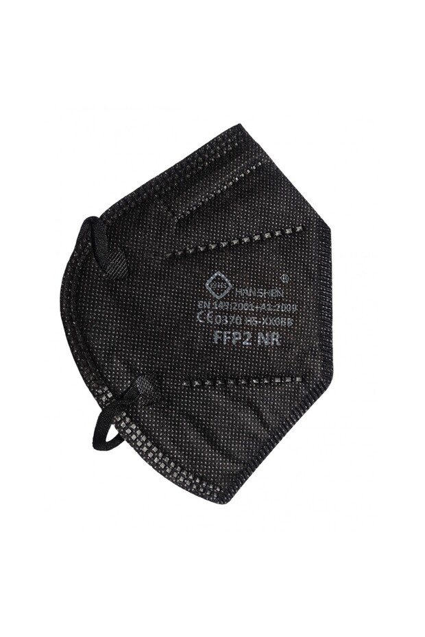 Set of 10 Flippy Face Masks, Single Use, FFP2 KN95 CE0370, 5 Layers, Black - 3