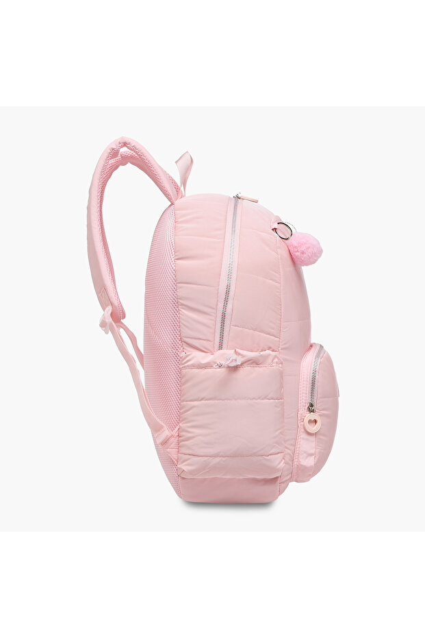 Solid Backpack with Adjustable Straps and Zip Closure - 17 inches - 3