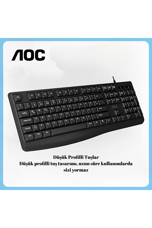 KB120 Kablolu Klavye – Entegre Avuç İçi Desteği, Düşük Profilli Sessiz Tuşlar, Tak-Çalıştır USB - 3