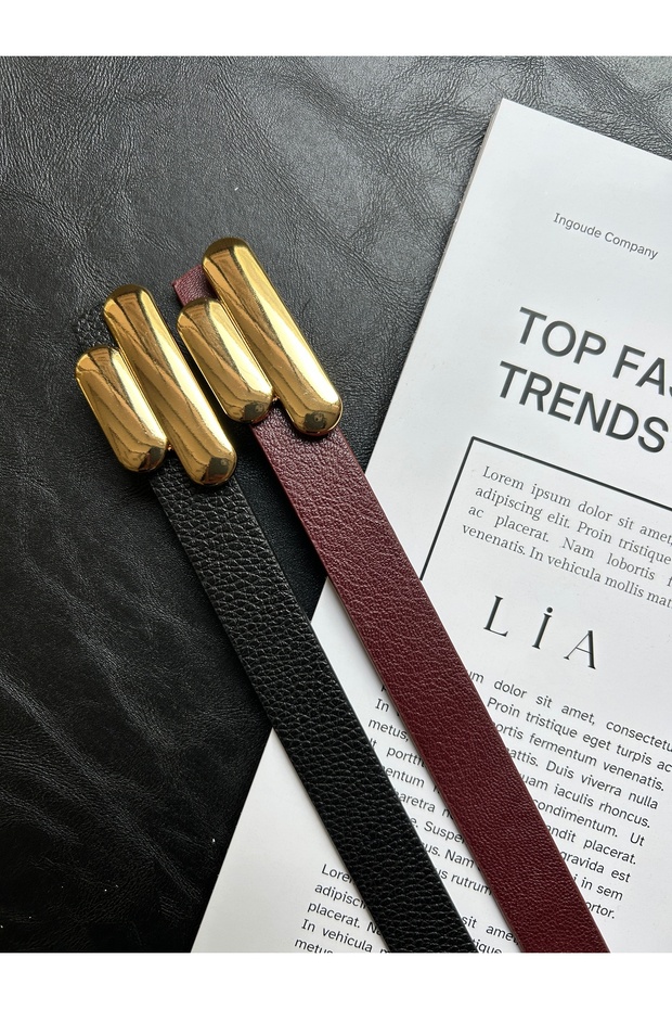 2-Pack Glide Women's Gold Buckle Belt Waist Belt Coat Belt Dress Belt Trouser Belt
