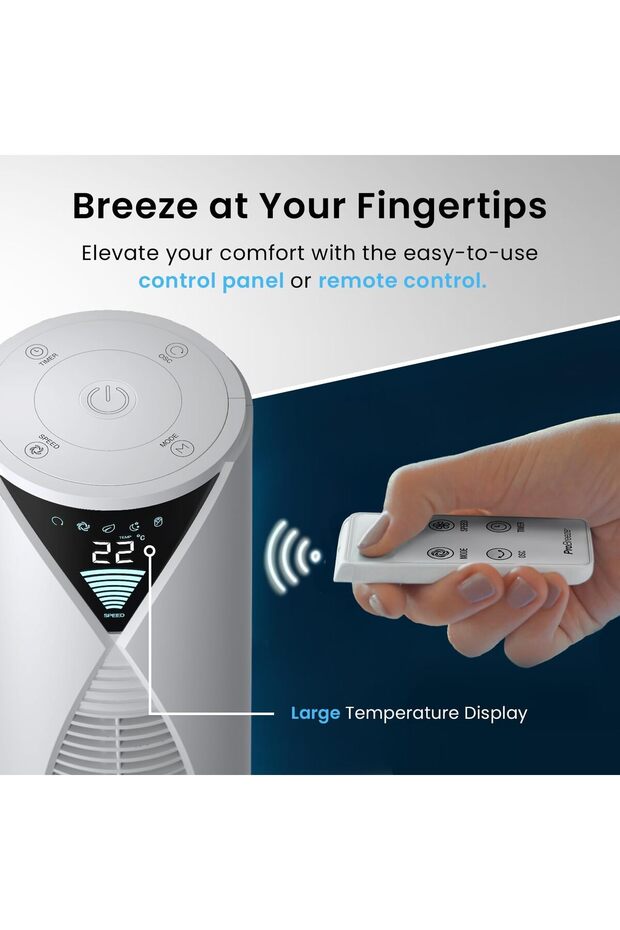 46" Oscillating Tower Fan - 45W, 4 Modes, 12H Timer & Remote - 5