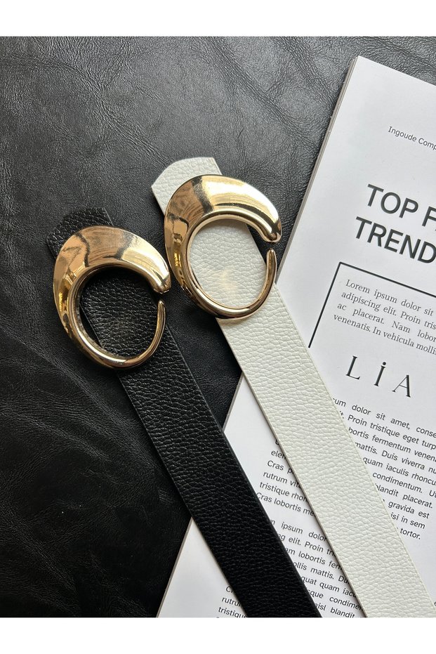 2-Pack Maze Women's Gold Buckle Belt Waist Belt Coat Belt Dress Belt Trouser Belt