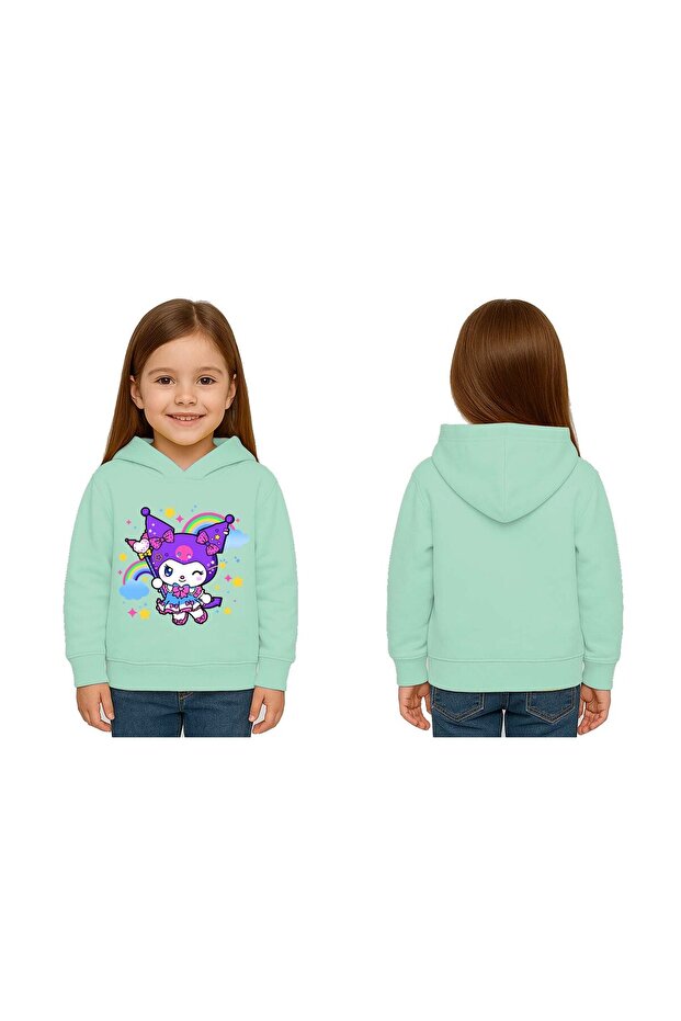 Unisex Printed Children's Swaetshirt Hooded 3 Thread Ş Fleece-Lined Kuromi Printed