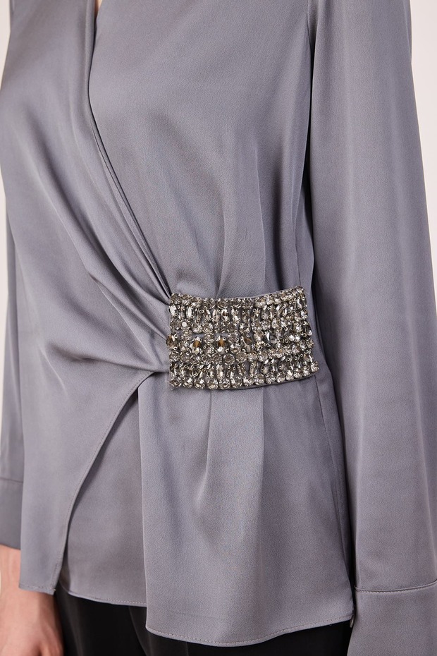 Taş detaylı anvelop bluz - 3