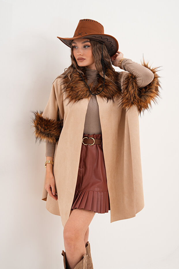 Süet Kısa Panço - 7