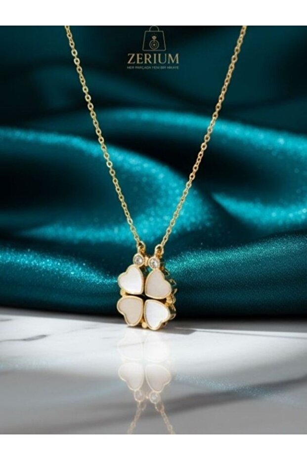 Gizli Kalplerin Sırrı – Mıknatıslı Açılır Çelik Yonca Kolye - 6