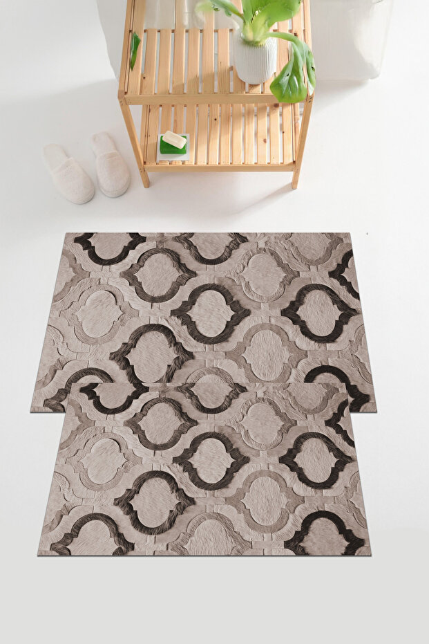 Digital Printed Washable and Non-Slip Base Mug Model Patterned Bath Mat Toilet Set