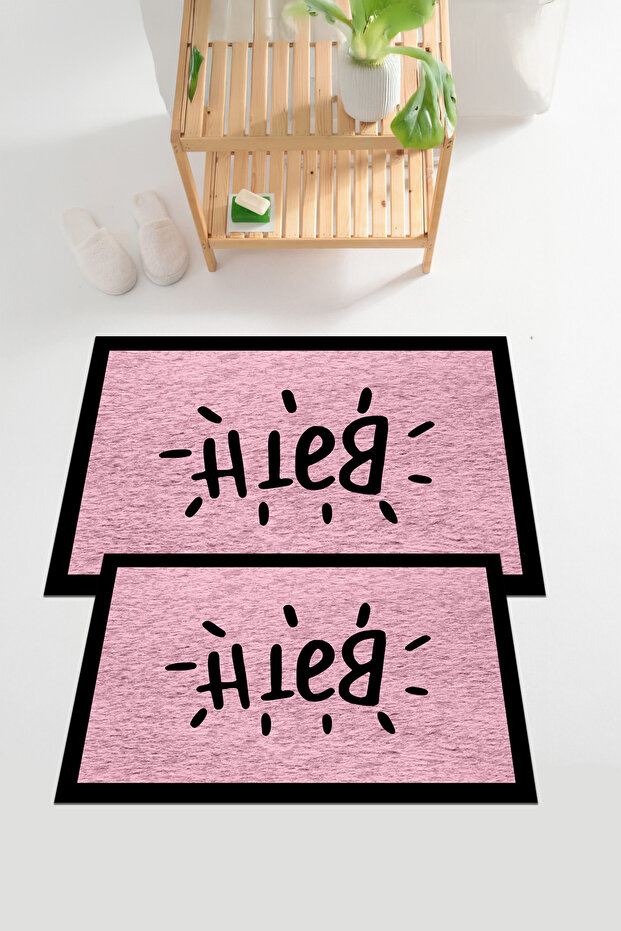 Digital Printed Washable and Non-Slip Based Bath Mat with Writing on It Toilet Set