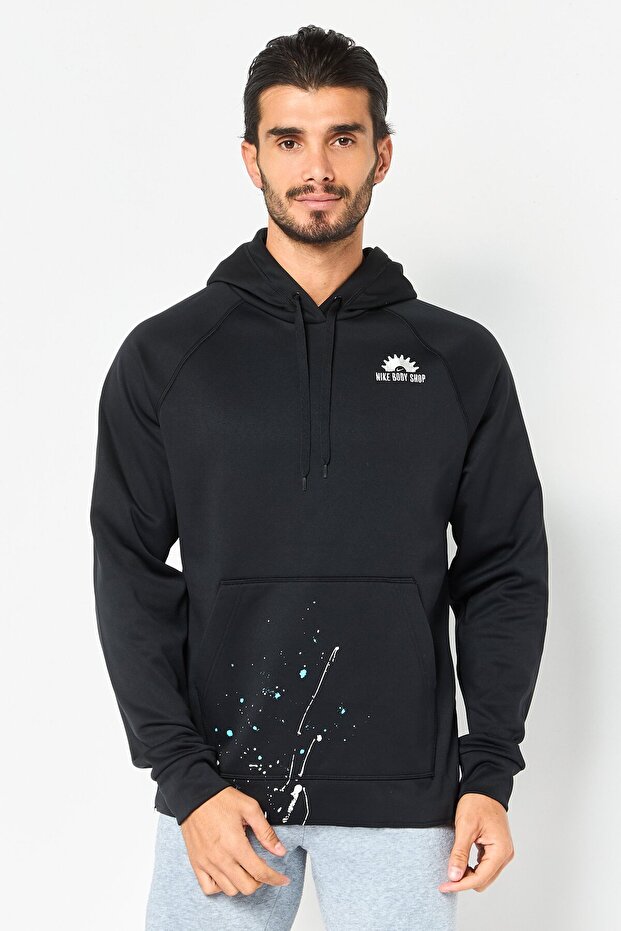 Men Therma Fit Long Sleeve Training Hoodie, Black