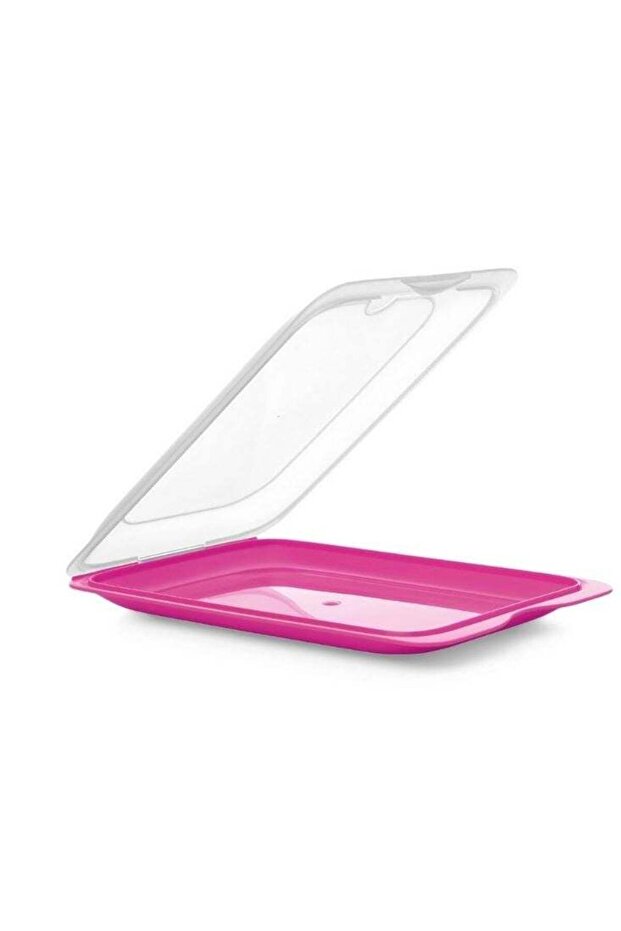 صندوق تخزين طعام مستطيل مع غطاء - وردي - 1