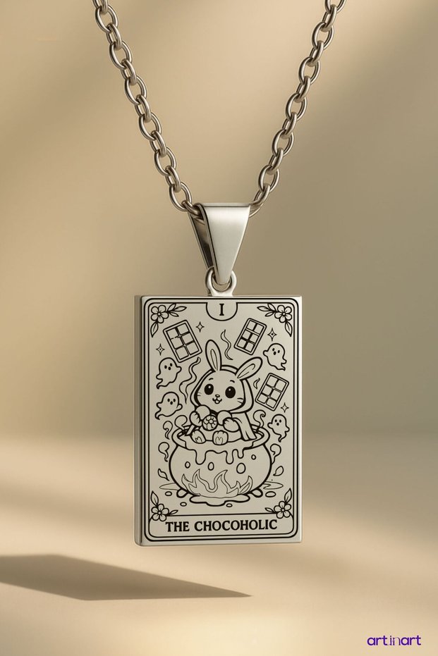 The Chocoholic Tarot Necklace | Silver Color Stainless Steel Necklace