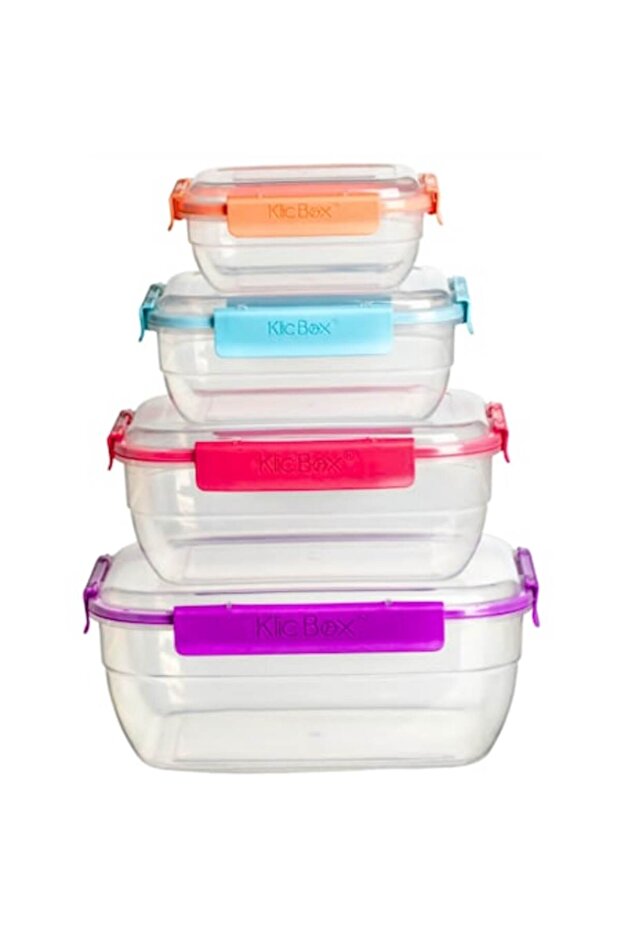 Set of 4 airtight food containers with lids, BPA-free (400ml, 800ml, 1450ml, 2350ml) - 1