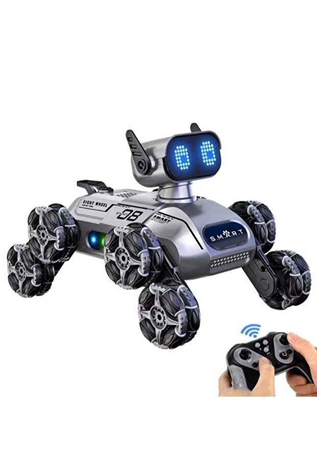 Eight-Wheel Remote Control Robot Dog - Gesture Control, Music & Lights Robot , Black