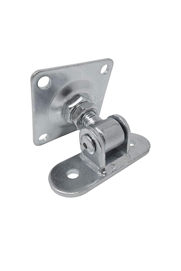 Gate hinge, seamless, adjustable, M16, galvanized, with 2 fixing plates - 1