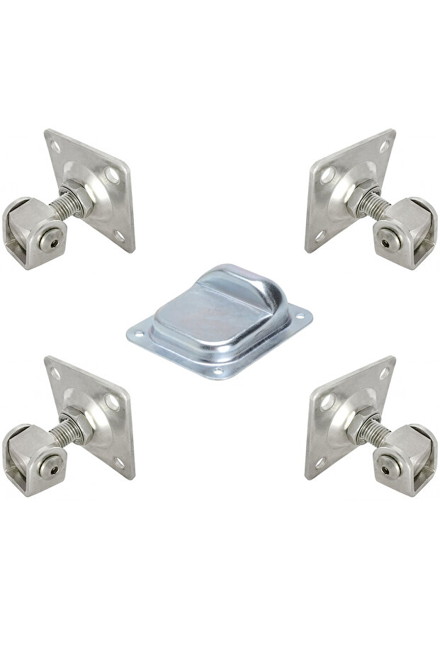 Adjustable gate hinge set M14, 70x70 mm plate, 320 kg load, gate stop, galvanized - 1