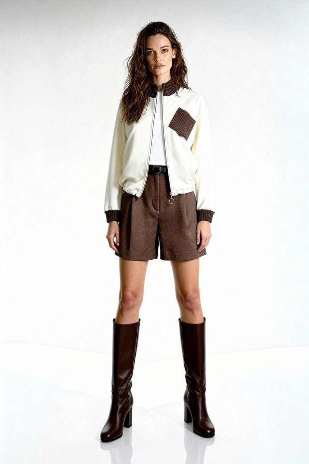 Triko Detaylı Regular Ceket - 1