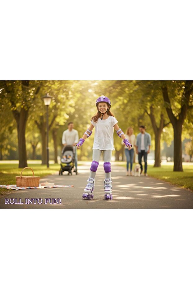 Adjustable roller skates for children with LED, with complete protection set, adjustable sizes - 2