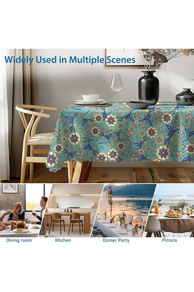 Calinline Christmas Rectangular Wipe Clean Tablecloth 110x140 cm - 6