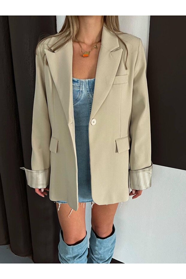 سترة بليزر مبطنة مخططة - 1