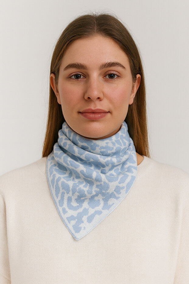 Leopar Desenli Triko Fular - 1