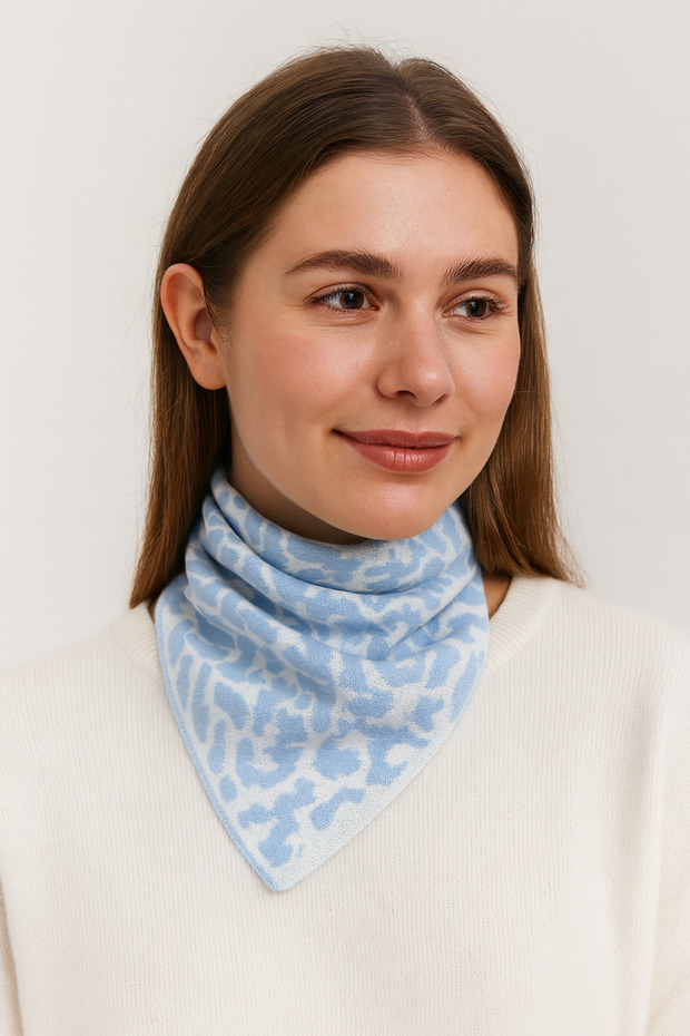 Leopar Desenli Triko Fular - 2