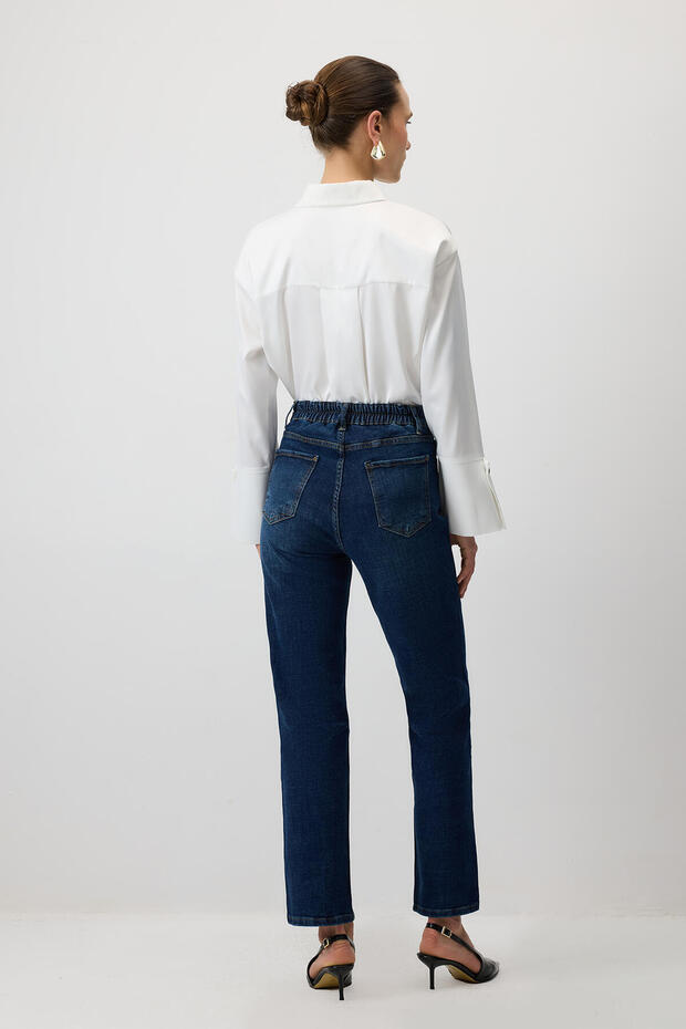 ELASTİK BEL DENİM PANTOLON - 6