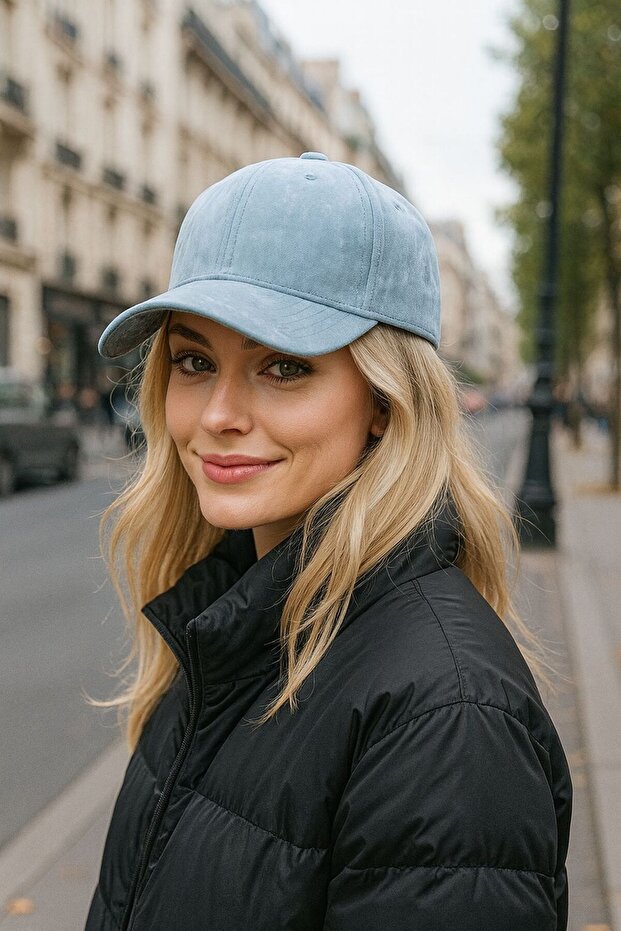 Baby Blue Suede Women's Cap Hat