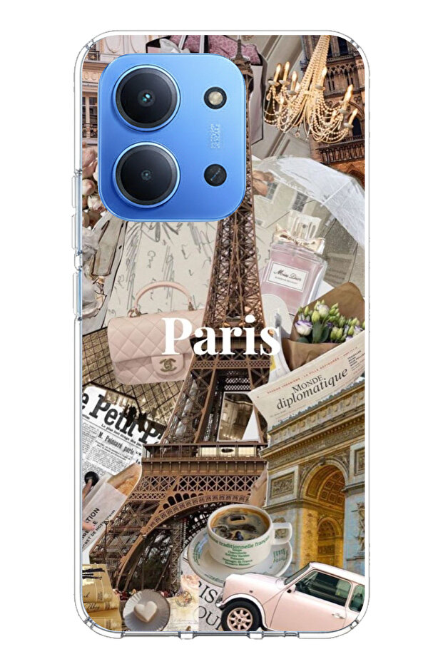 حافظة سيليكون متوافقة مع هاتف Redmi 15C من Paris Collage مطبوع - 1