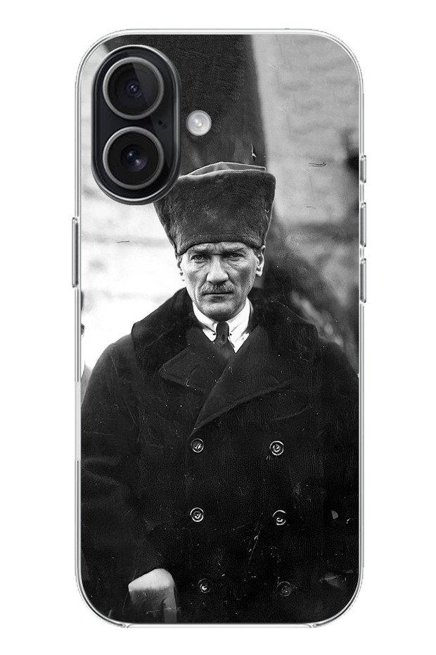 حافظة سيليكون متوافقة مع هاتف iPhone 17 تصور صورة مصطفى كمال أتاتورك مطبوع