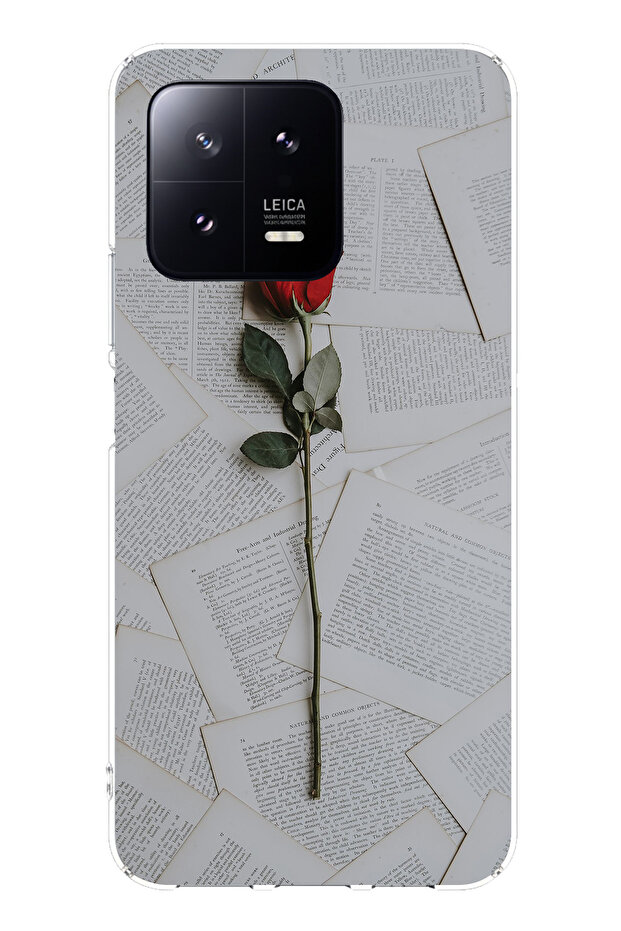 حافظة سيليكون متوافقة مع هاتف Xiaomi Mi 13 باللون الأحمر الوردي مطبوع - 1