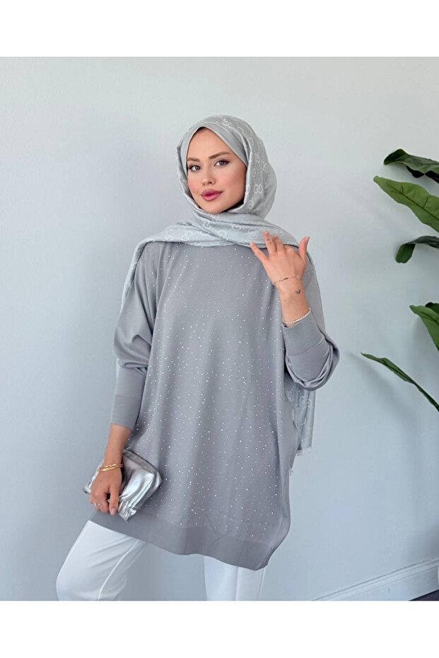 Taşlı Merserize Tunik - 1