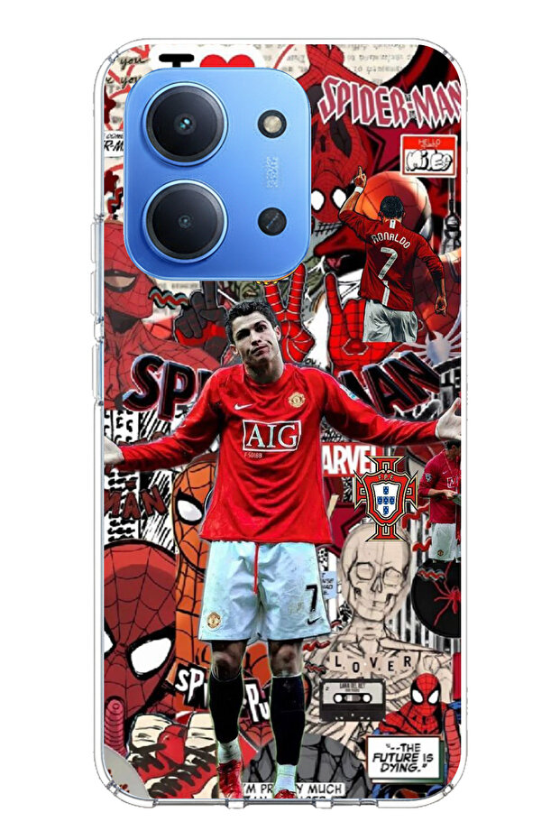 حافظة سيليكون مطبوع متوافقة مع هاتف Redmi 15C بتصميم Red Devils Ronaldo - 1