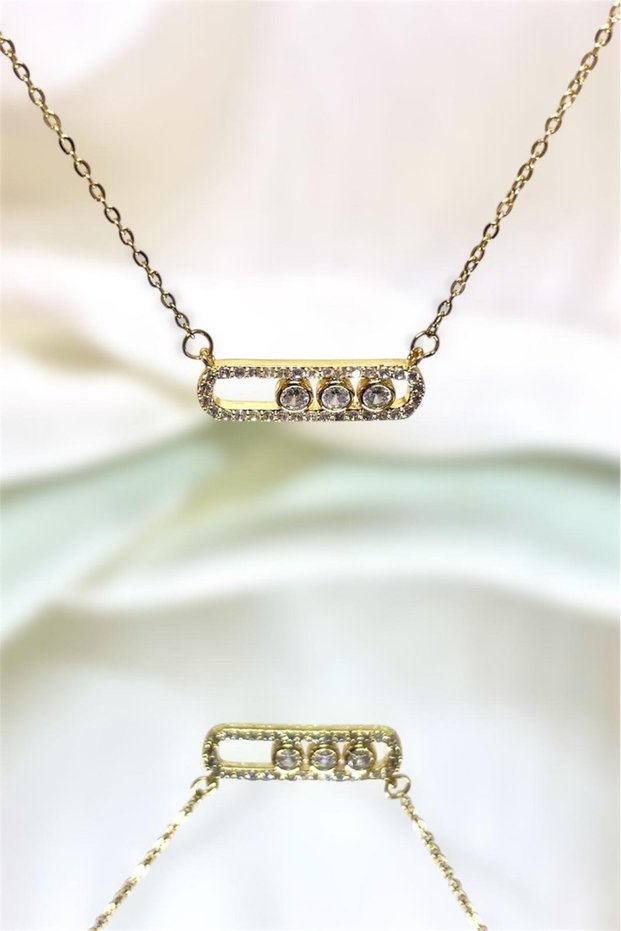 Messica Model Zircon Stone Steel Necklace