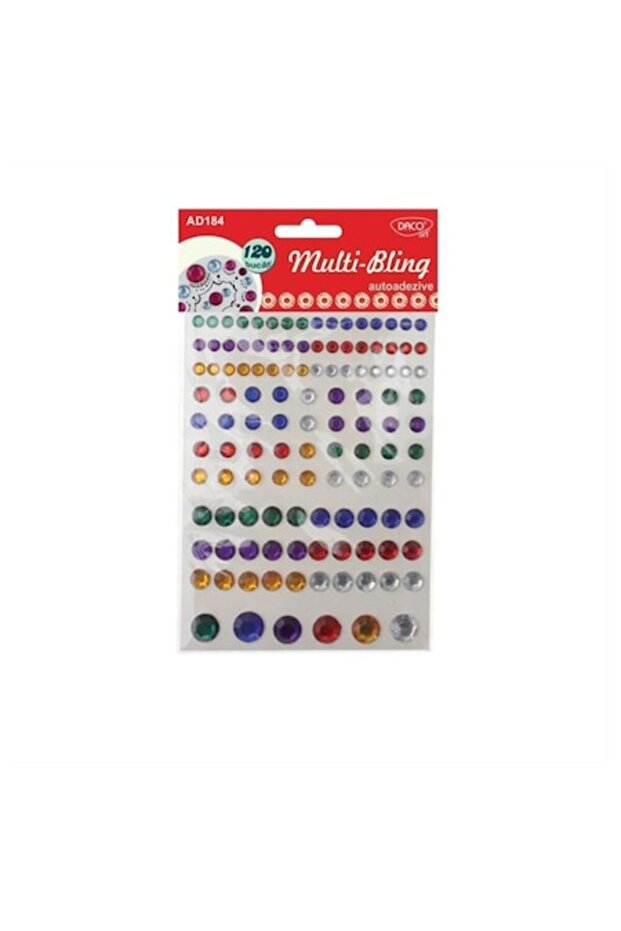 Self-Adhesive Pearls, Multi-Bling Model, Variable Sizes, Plastic, 120 Pcs/Set, Multicolor
