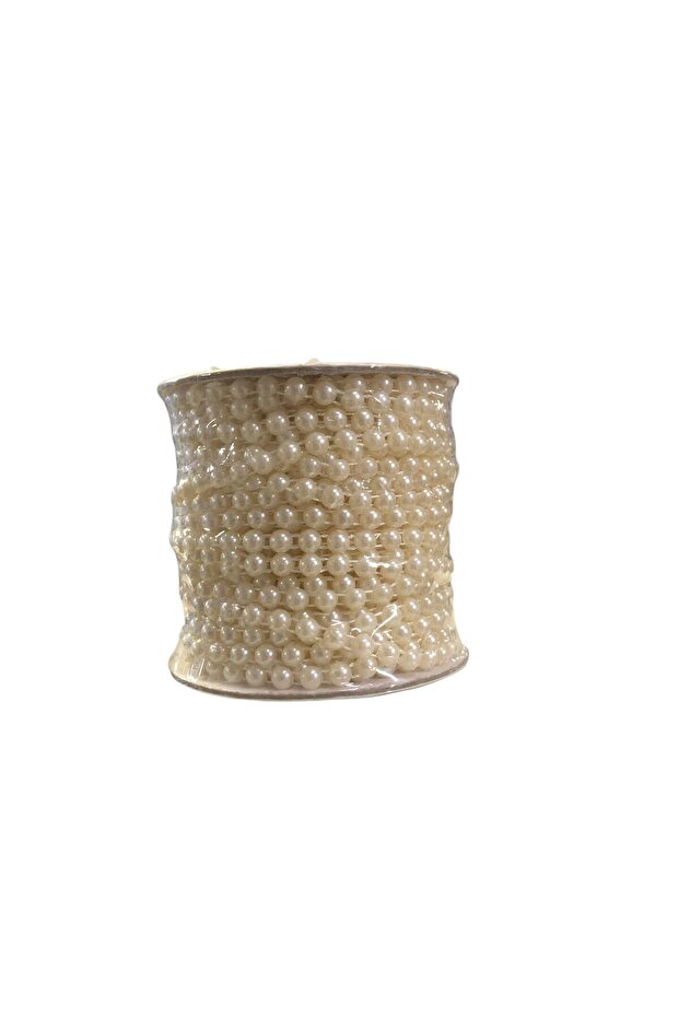 6mm Stranded Pearl Beads – 25 Meters Cream – Elegant Handcrafted and Decorative Embellishment Ribbon
