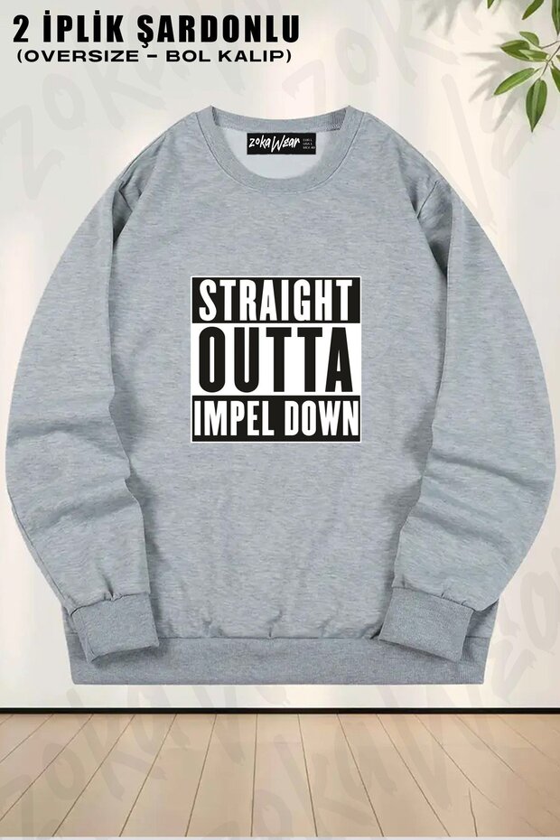 Unisex One Piece Straight Outta Printed Oversized Crew Neck Sweatshirt